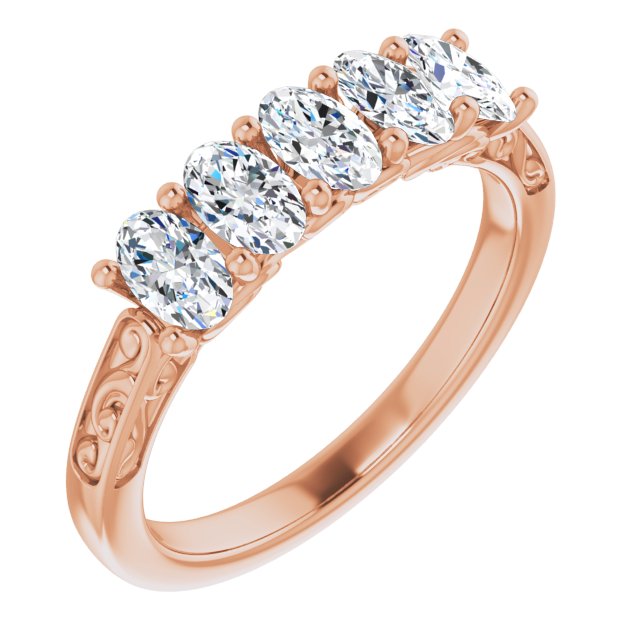 1.05 ct. Oval Cut Diamond Wedding Band 5 Stone Anniversary Ring-VIRABYANI